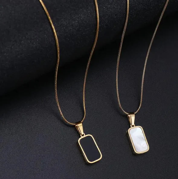 Rectangle Double Sided Delicate Pendant Necklace