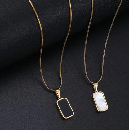 Rectangle Double Sided Delicate Pendant Necklace