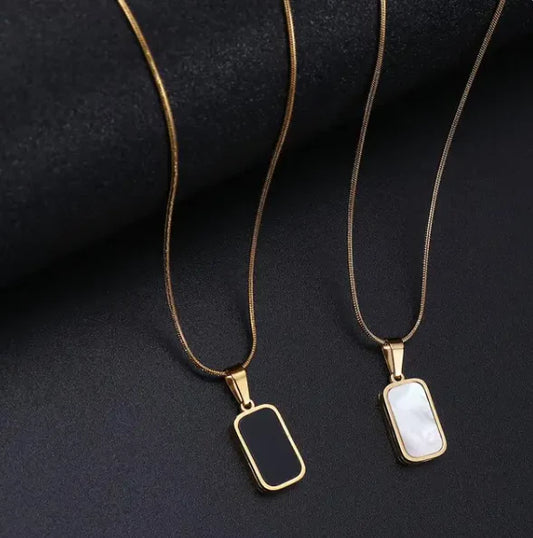 Rectangle Double Sided Delicate Pendant Necklace