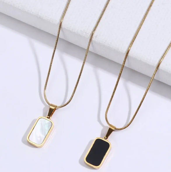 Rectangle Double Sided Delicate Pendant Necklace